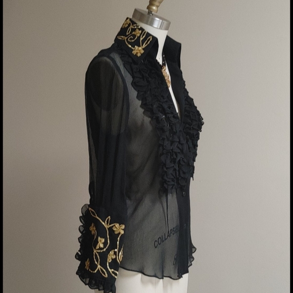 Vintage Tops - Silk Embellished Women's 'Elvis' Top